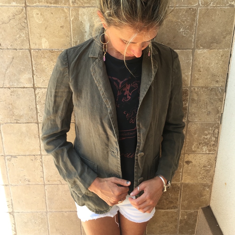 Pure Collection Olive Linen Blazer, Size 4